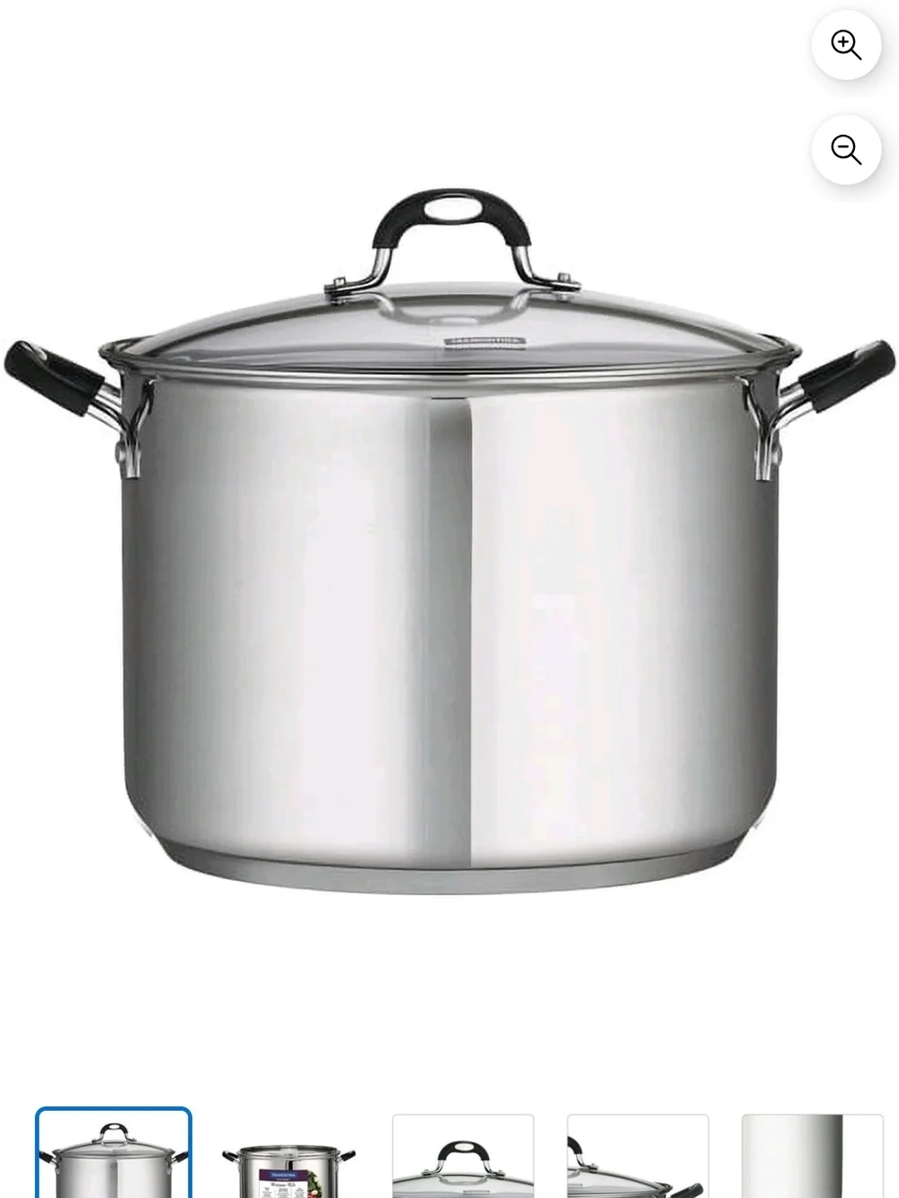 Tramontina Stainless Steel 16qt Stock Pot with Glass Lid & Accessories